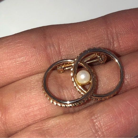VTG Ekelund Real Pearl 14k Gold Fill Filled Petit Circles Brooch 1” x .6” - Picture 3 of 8